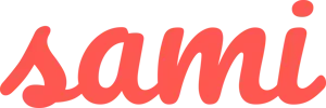 Texto cursivo vermelho com a palavra “sami” sobre um fundo branco.