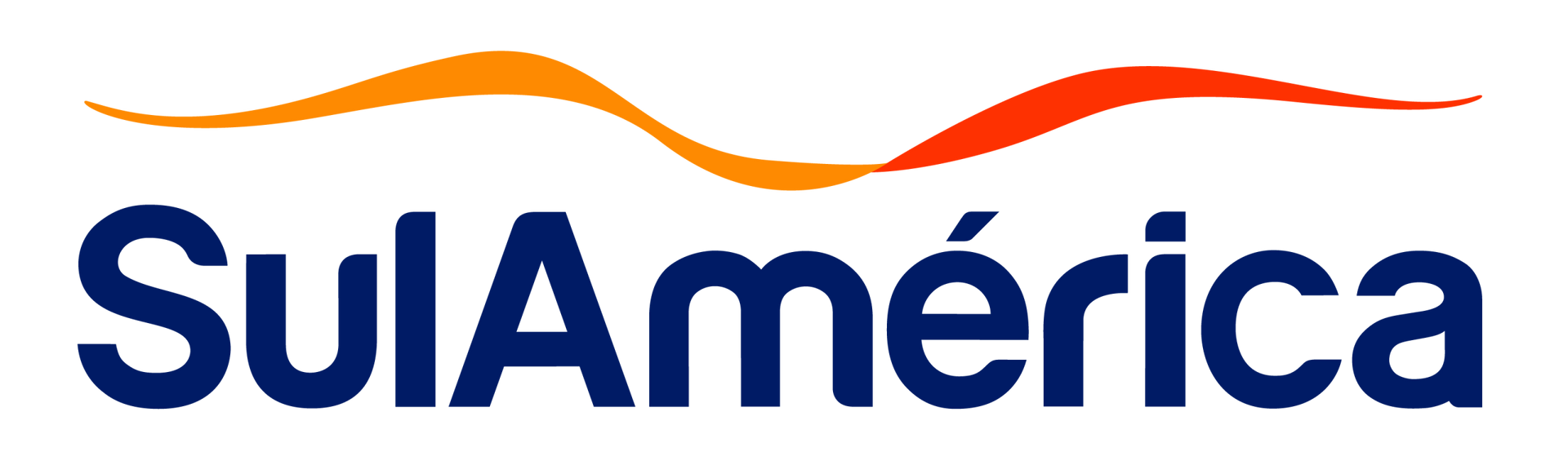 Logotipo da Suamérica em azul escuro com uma onda laranja e vermelha acima.