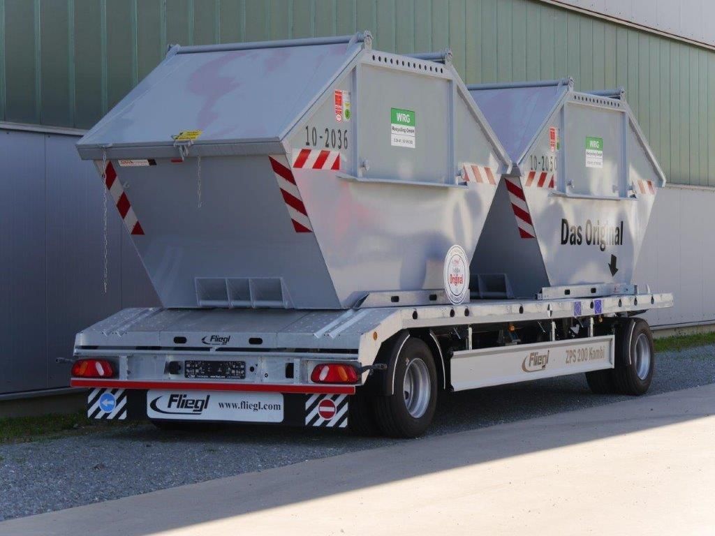 Priekaba Fliegl ZPS 180 COMBI konteineriams su ritinėliais, konteineriams su rėmais ir statybinei technikai vežti