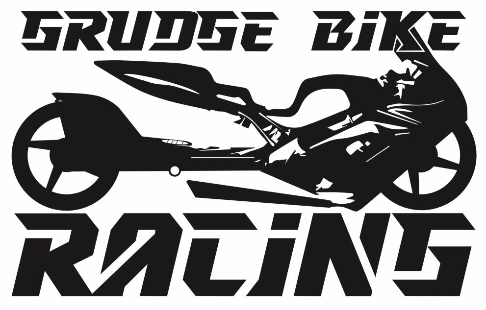 A black and white logo for grudge bike racing