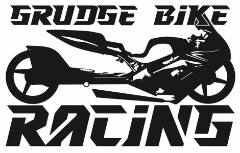 A black and white logo for grudge bike racing