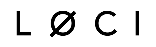 the word loci is written in black on a white background .