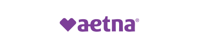Aetna logo with a purple heart symbol and the word "aetna" in purple text.