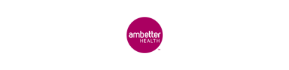Ambetter Health logo with white text on a pink circle.