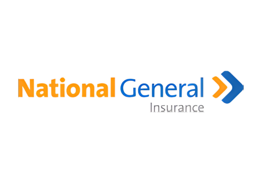 National General Insurance logo with orange and blue text and arrow.