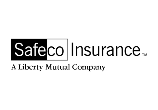 Safeco Insurance logo with black and white rectangular text, 