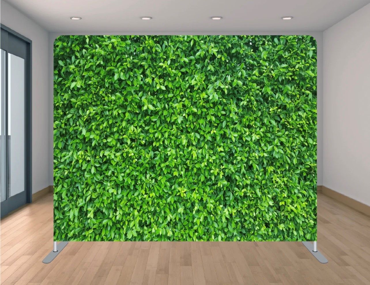 There is a green wall in the middle of the room.