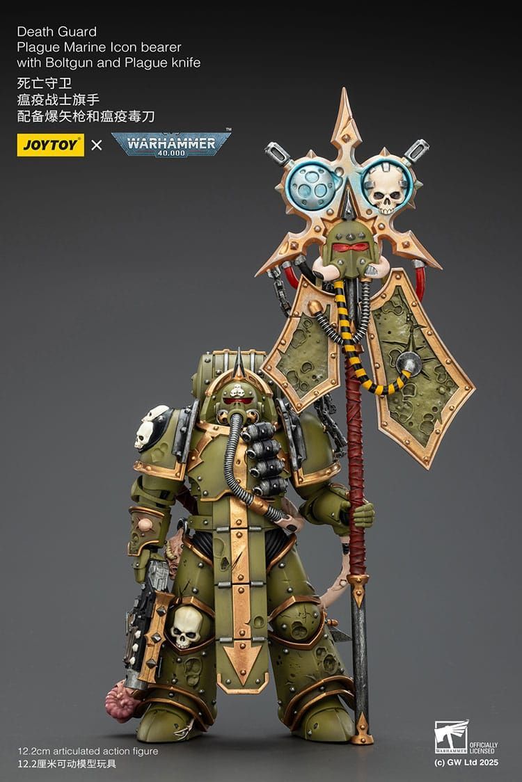 Warhammer 40k Death Guard Plague Marine Icon bearer with Boltgun and Plague knife