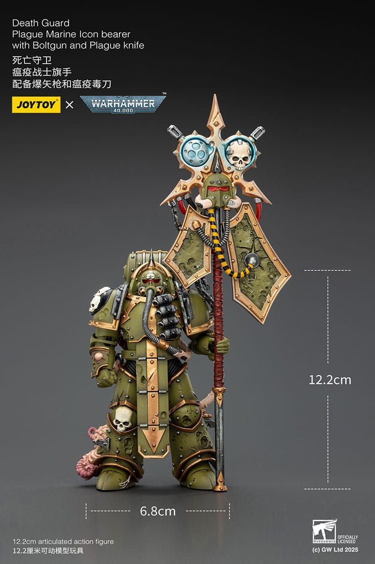 Warhammer 40k Death Guard Plague Marine Icon bearer with Boltgun and Plague knife