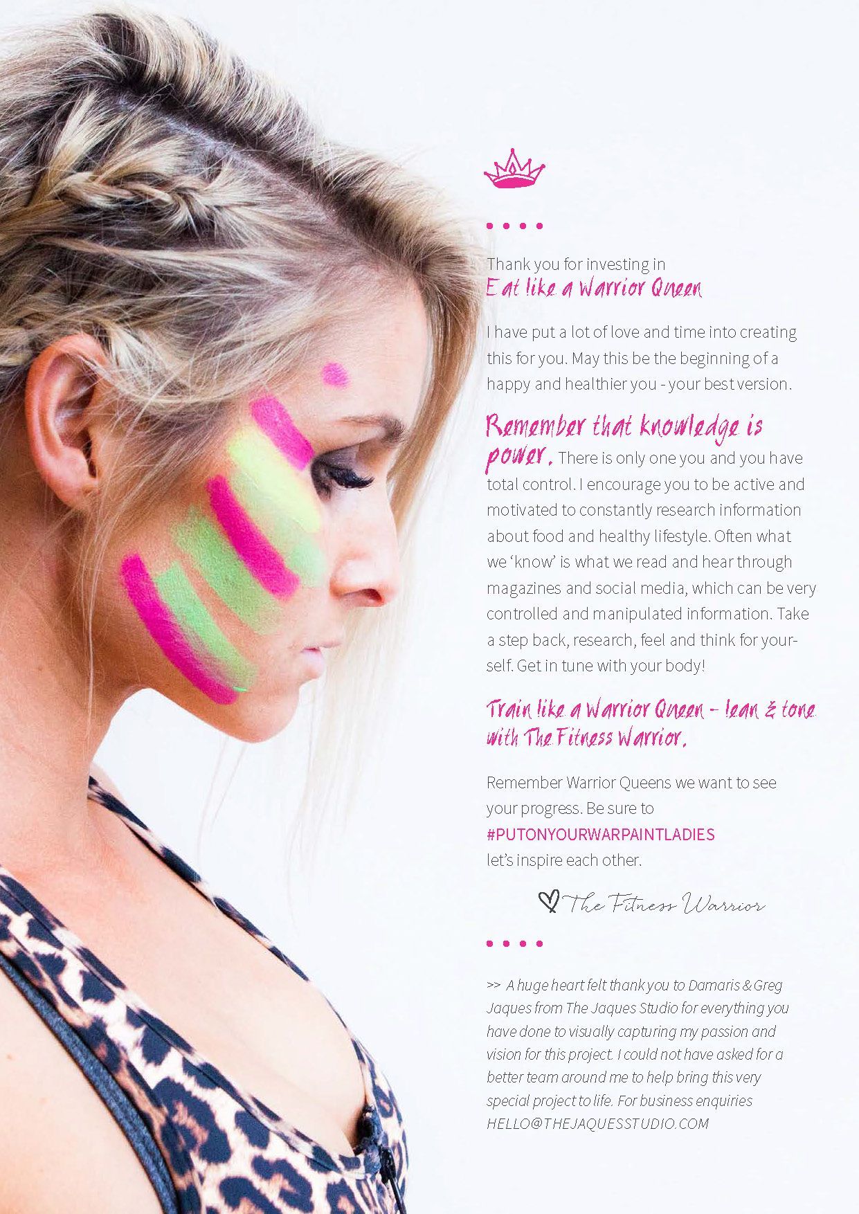 A woman with neon paint on her face.