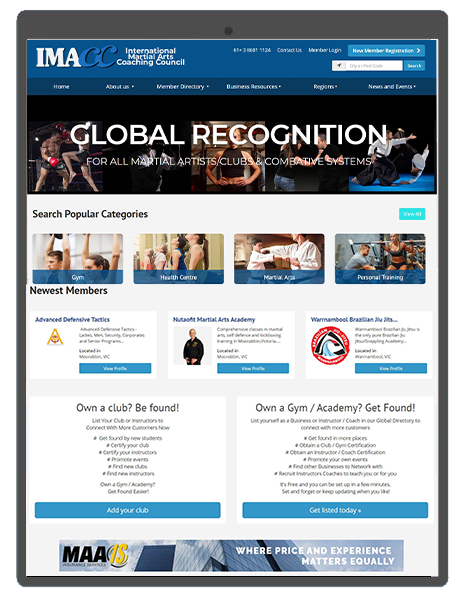 A tablet is open to a website called global recognition.