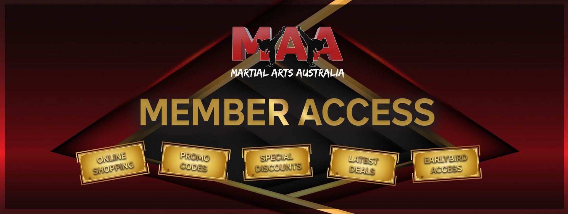 A red and gold sign that says member access