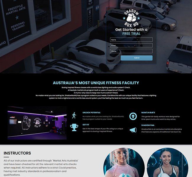 A screenshot of a website for australia 's most unique fitness facility