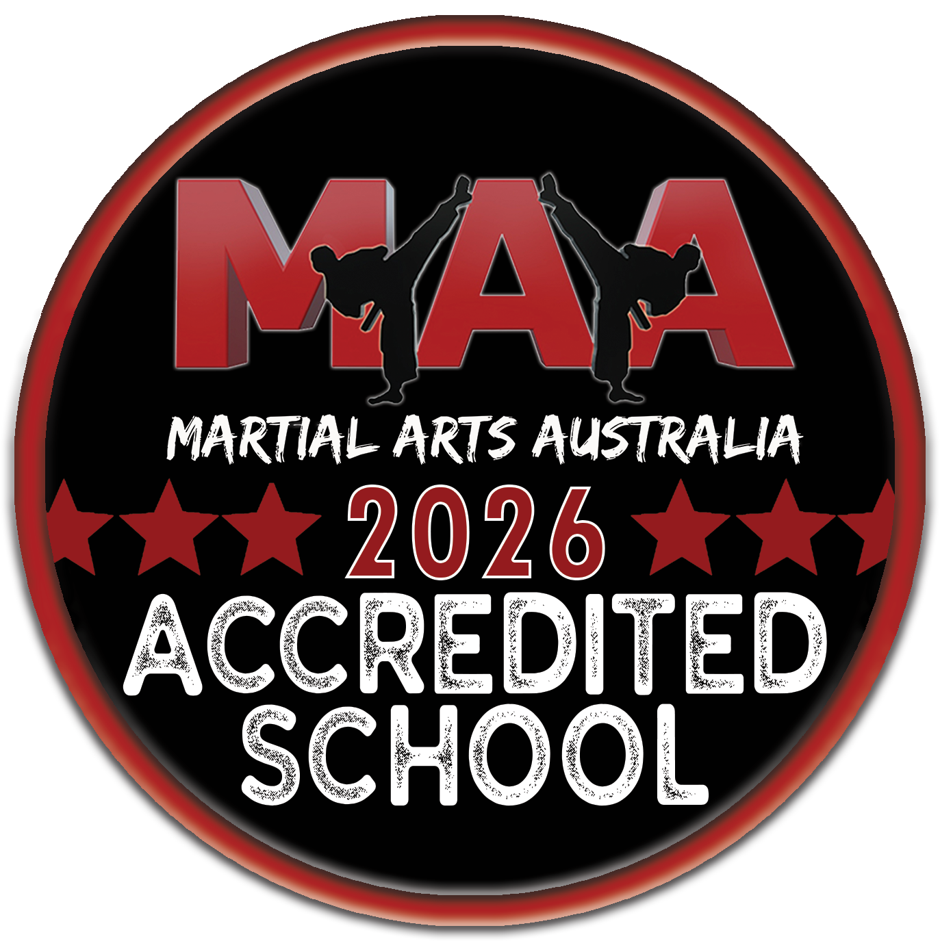 A logo for martial arts australia accredited school