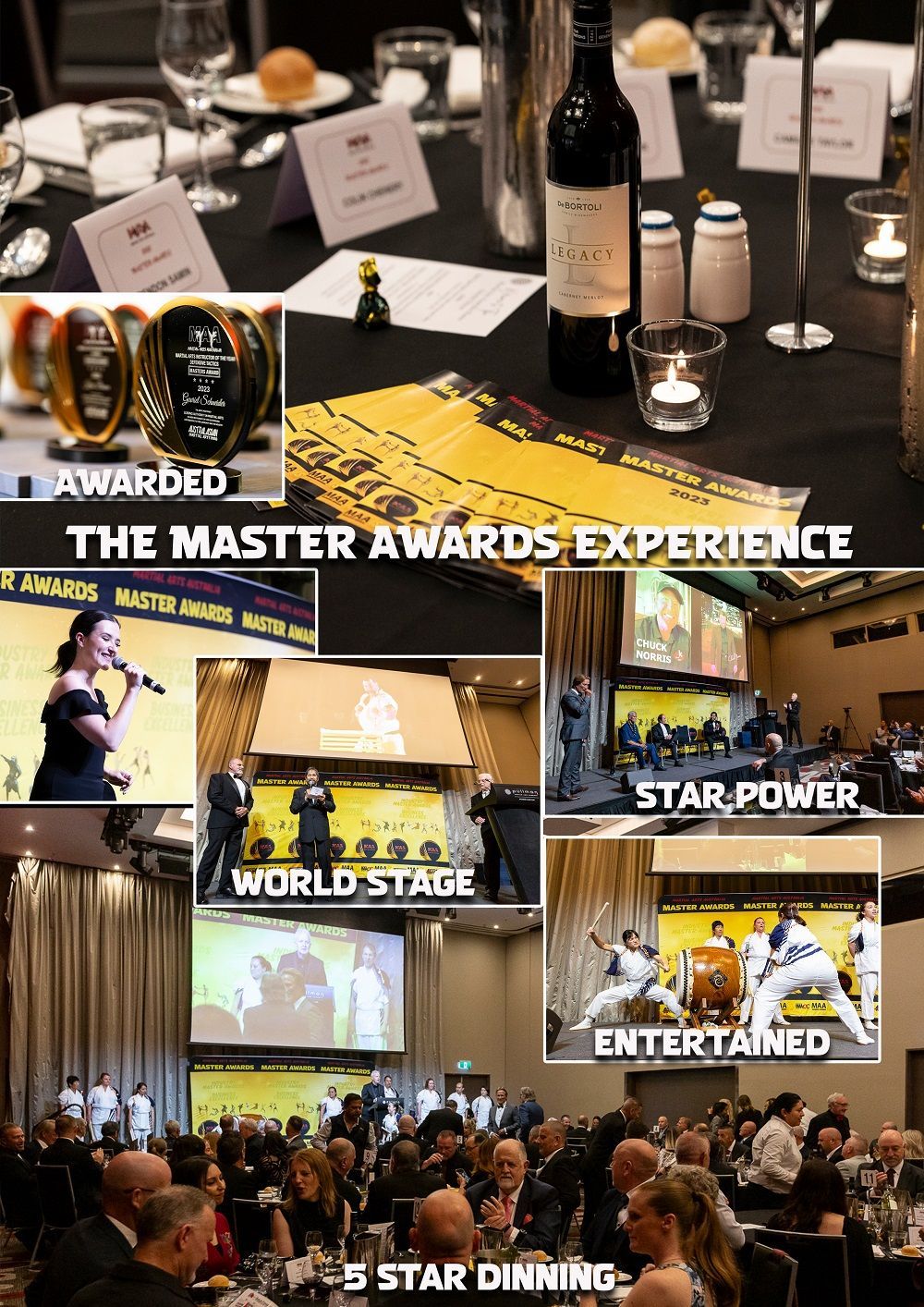 A collage of photos from the master awards experience