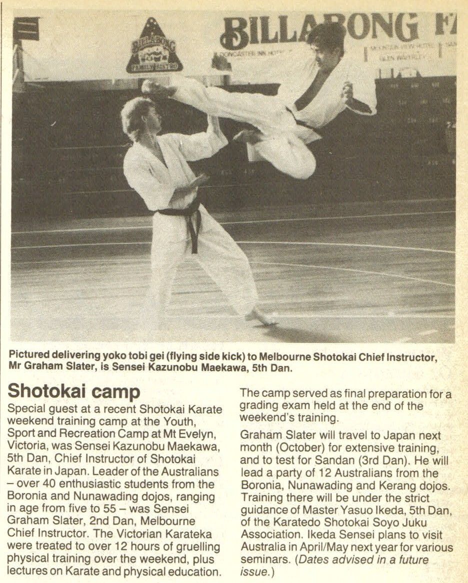 A newspaper article about a billabong karate camp