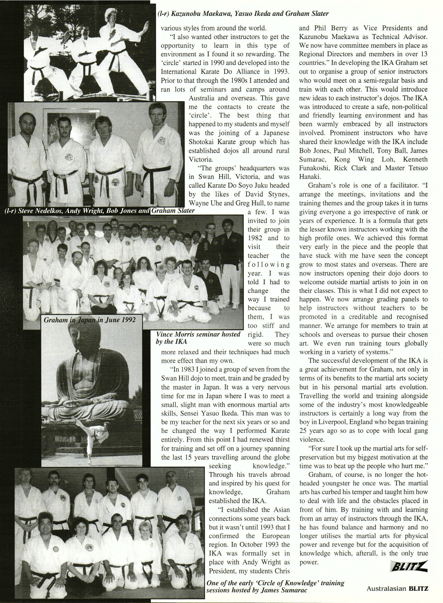 A collage of photos of a group of people in karate uniforms.