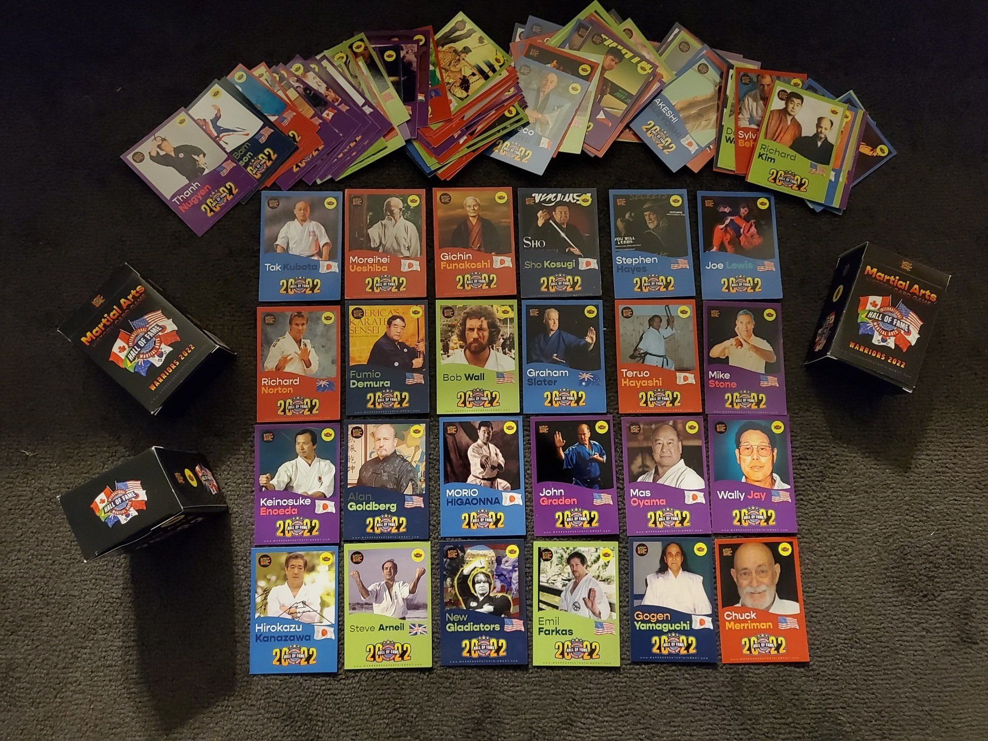 A bunch of cards on a table with one that says ' a ' on it