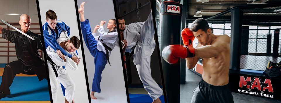 A collage of pictures of people doing different types of martial arts.