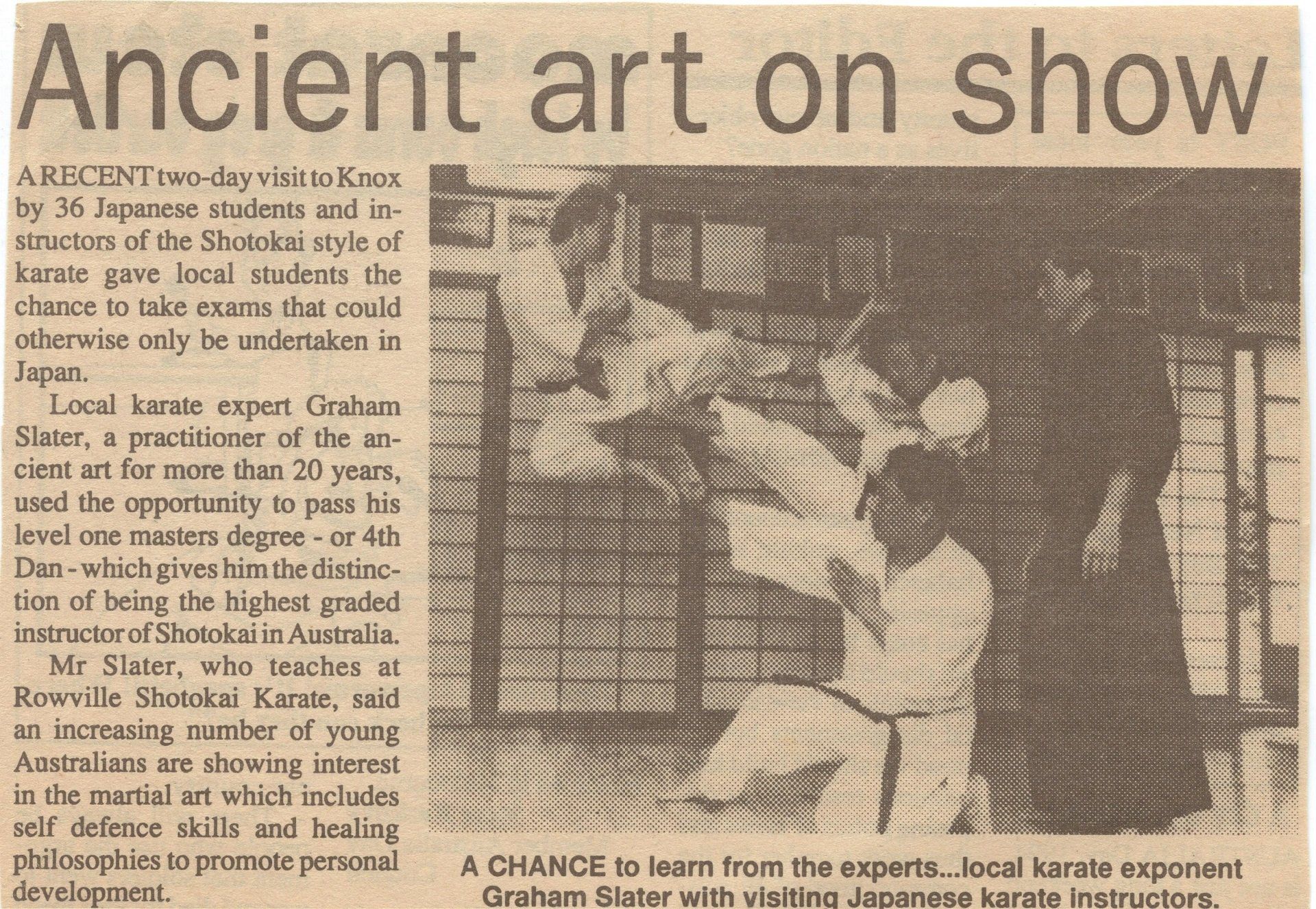 A newspaper article about ancient art on show