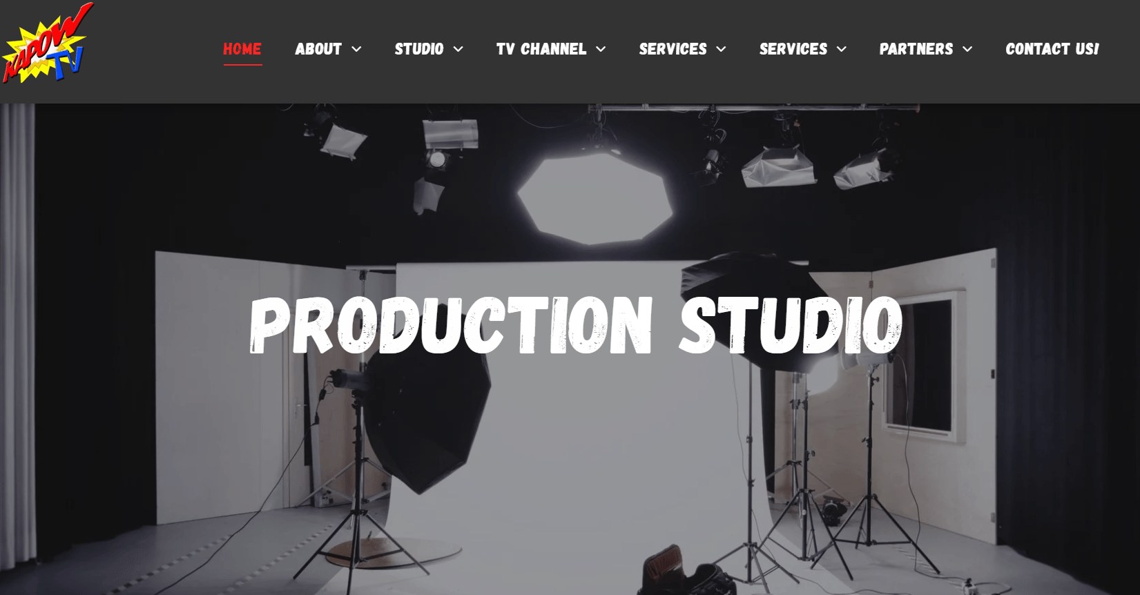 A screenshot of the production studio website