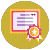 A certificate with a star on it is in a circle.