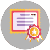 An icon of a certificate with a medal in a circle.