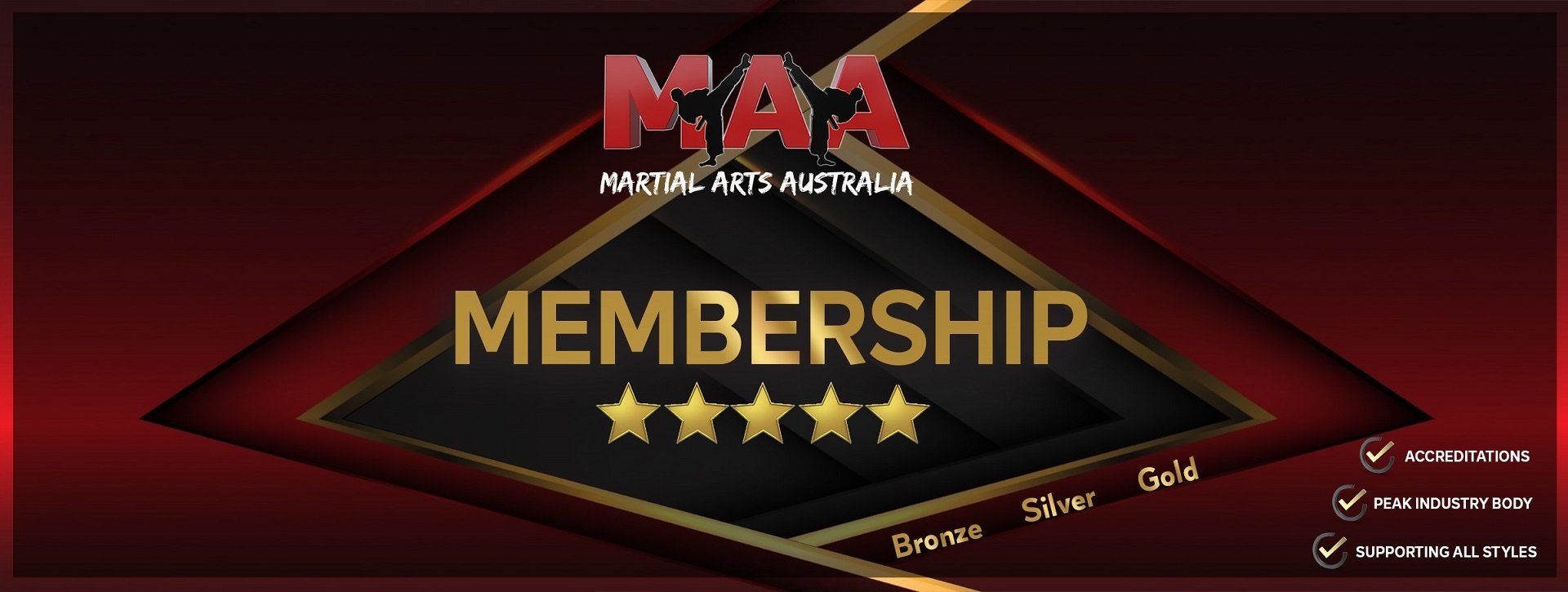 A membership card for martial arts australia with five stars