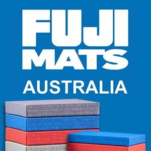 A stack of fuji mats australia on a blue background