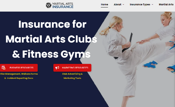 A website for martial arts clubs and fitness gyms