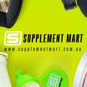 A yellow background with supplement mart written on it