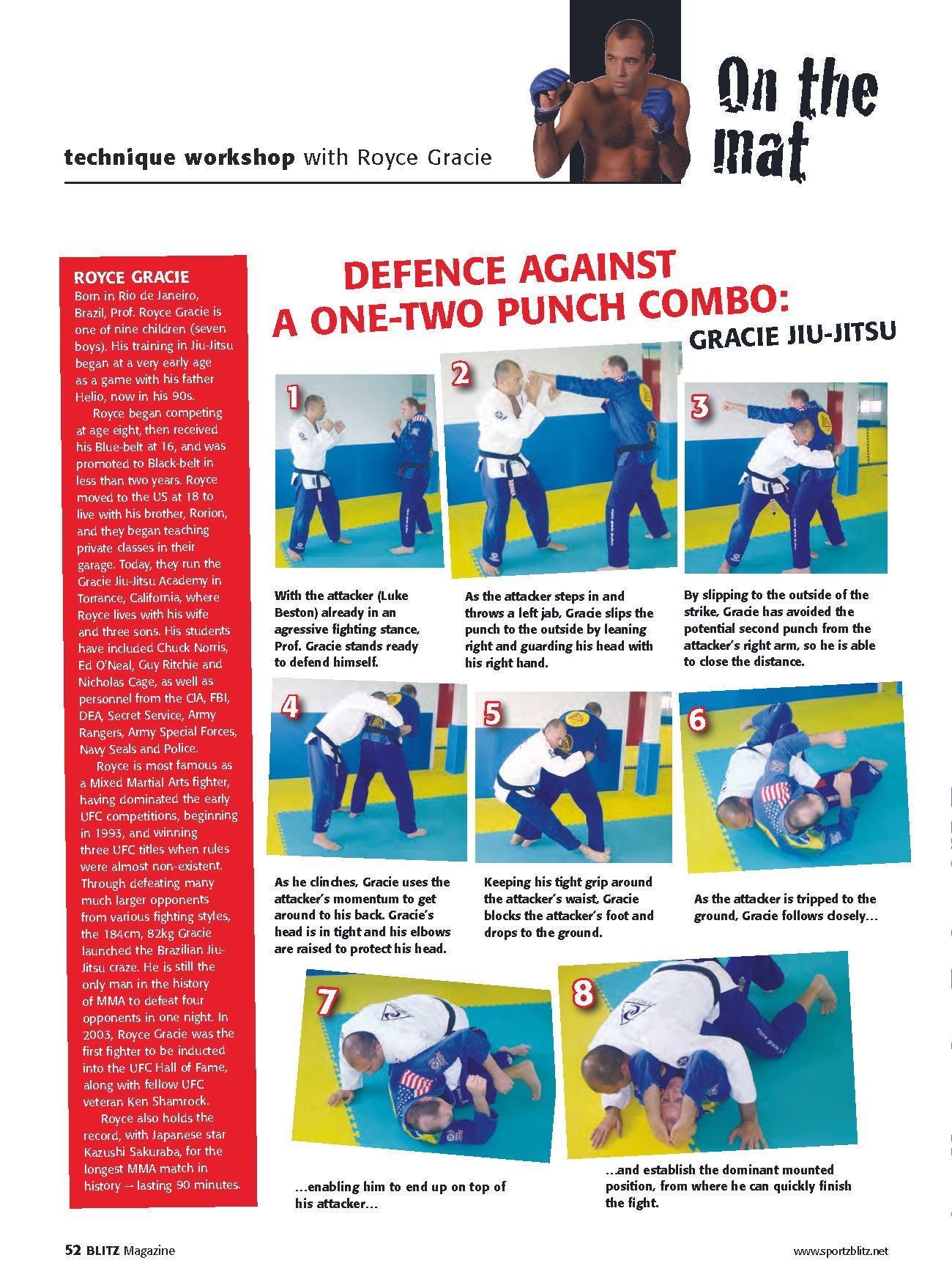 Royce Gracie article in Blitz Martial Arts Magazine Vol. 22