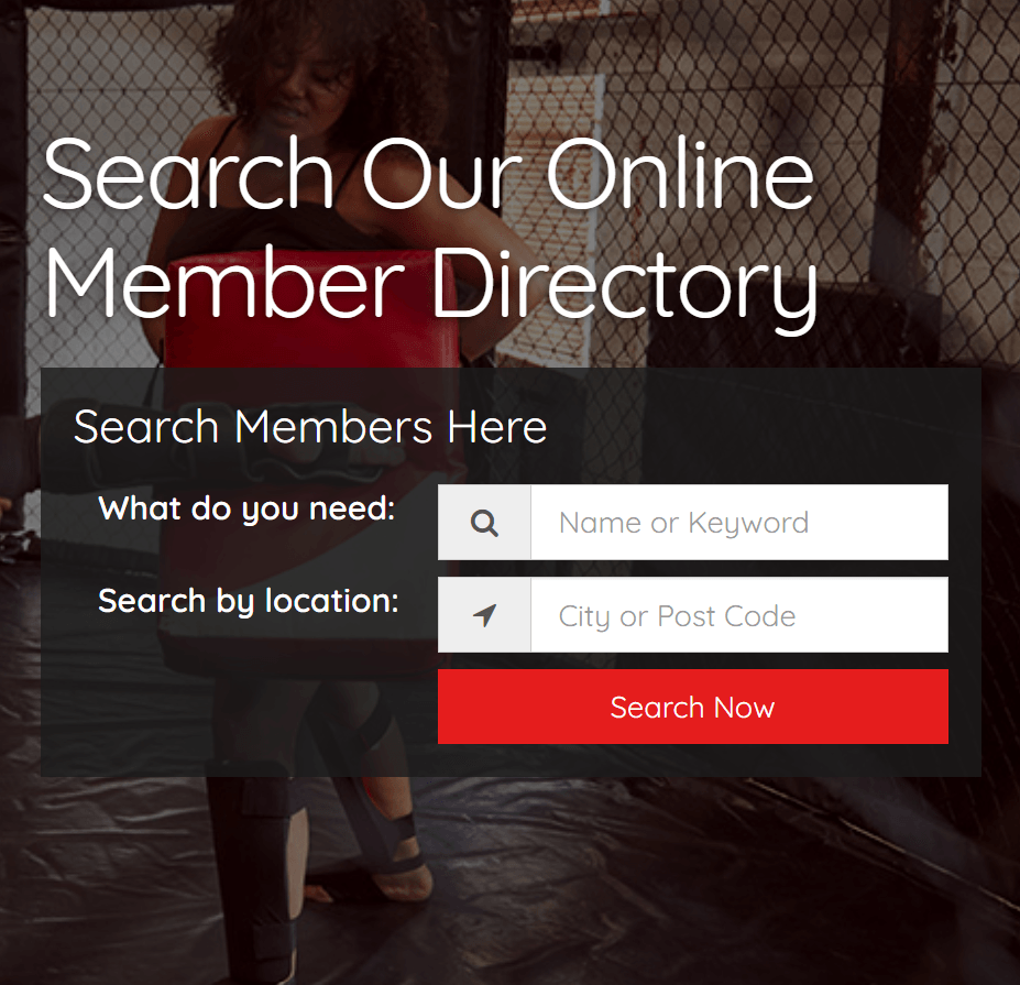 A screenshot of a website that says search our online member directory