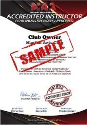 Sample MAA accredited instructor certificate