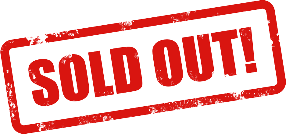 A red stamp that says sold out on a white background.