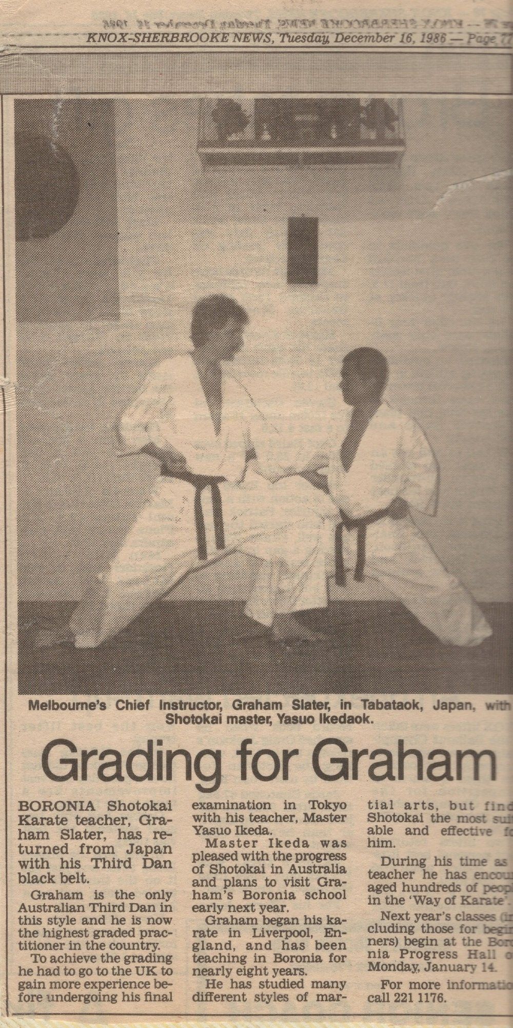 A newspaper article about grading for graham