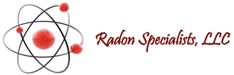 The logo for Radon Specialists LLC shows an atom with a red center.