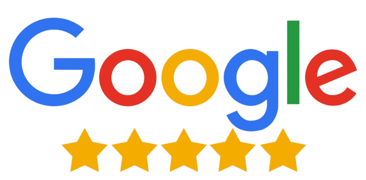 Google logo with five gold stars below.