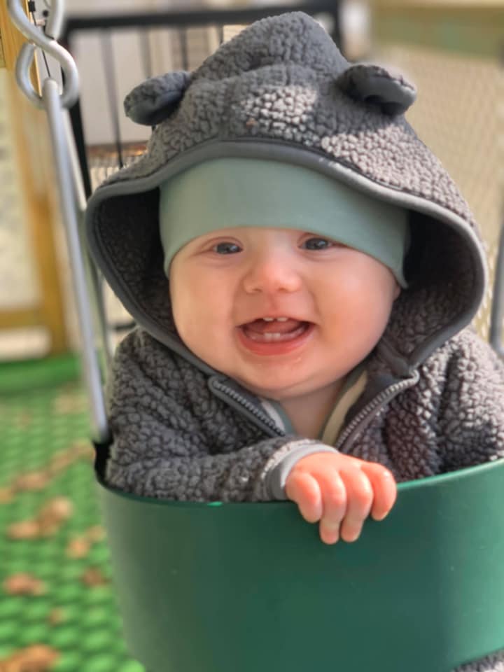baby inside bucket swing