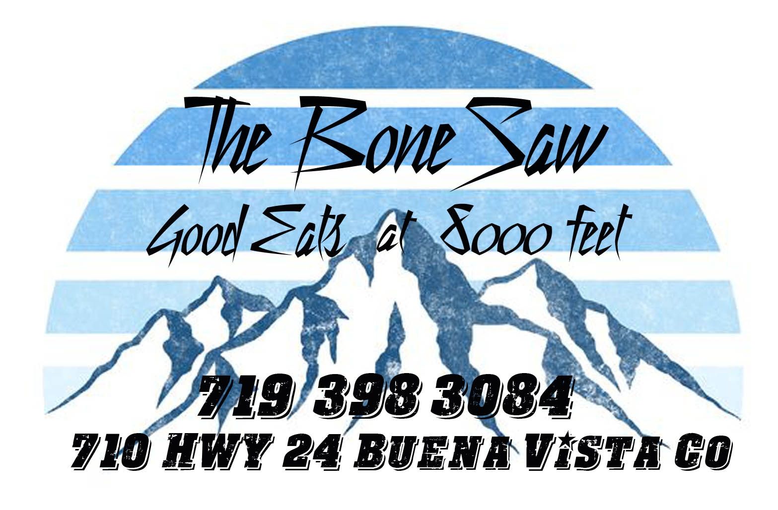 A logo for a restaurant called the bone saw