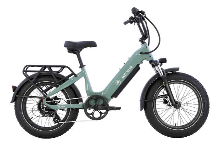 A white electric bike with brown tires on a white background.