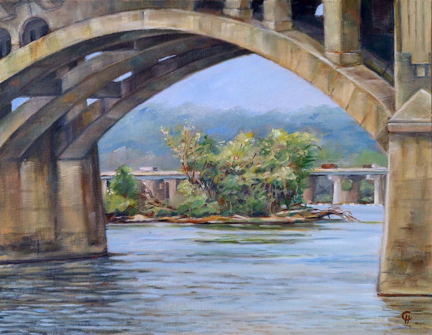 Painting of the Wrightsville-Columbia bridge.
