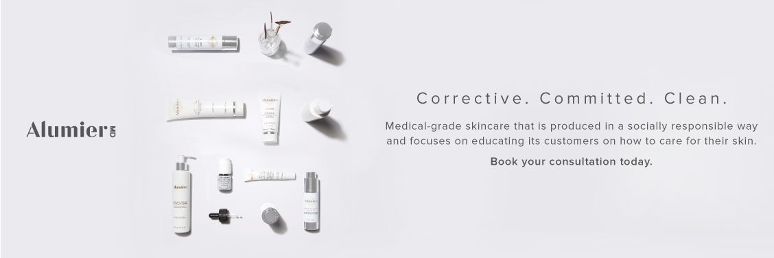 Minimalist white promotional graphic with gray product photos and “Alumisa” branding on the left.