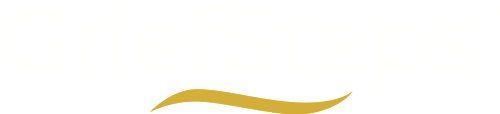 Gold curved swoosh on a white background