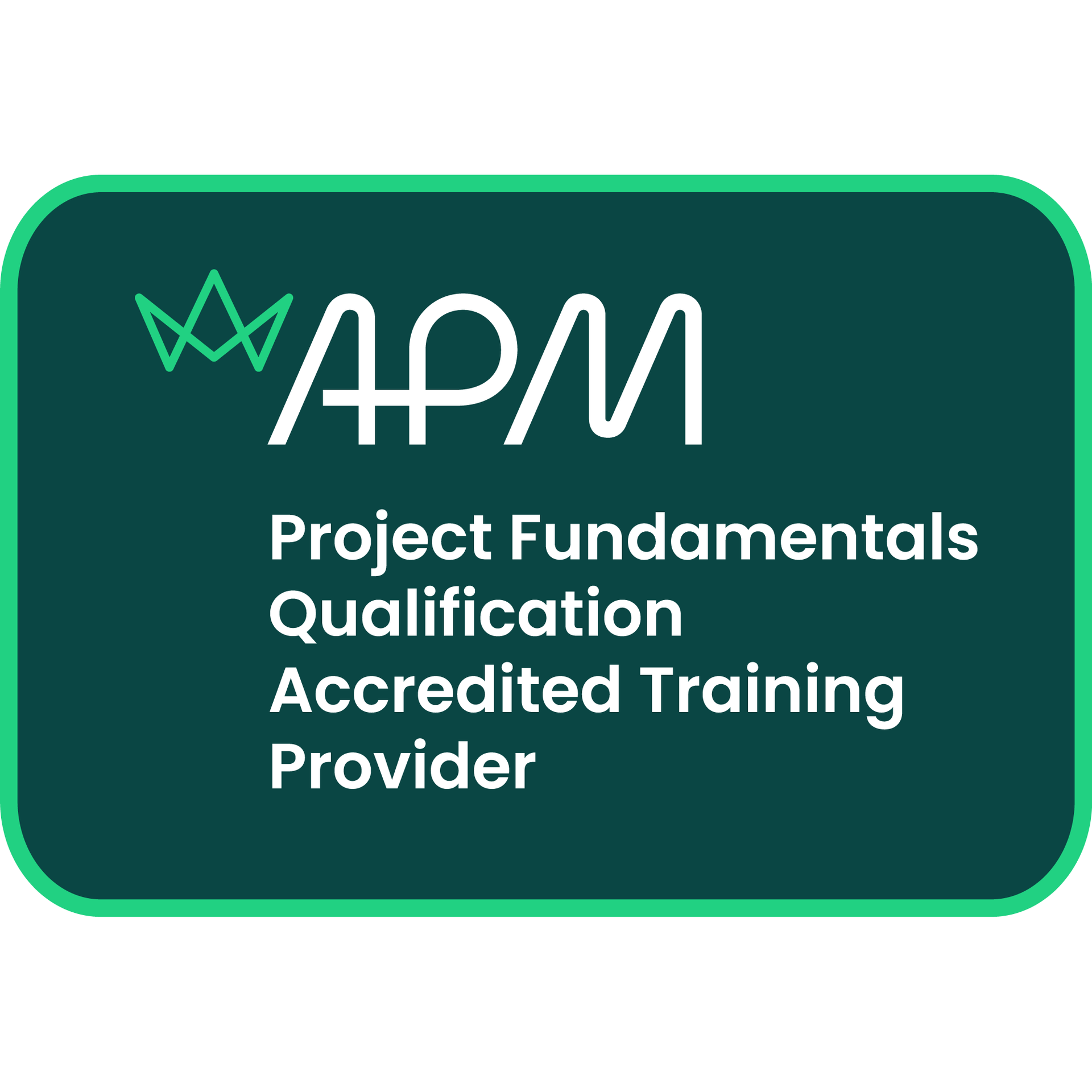 Green APM logo with text: Project Management Qualification, Accredited Training Provider.