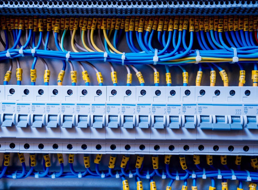 Electrical Panel With Rows of Circuit Breakers — Grant Murphy Electrical in Currumbin, QLD
