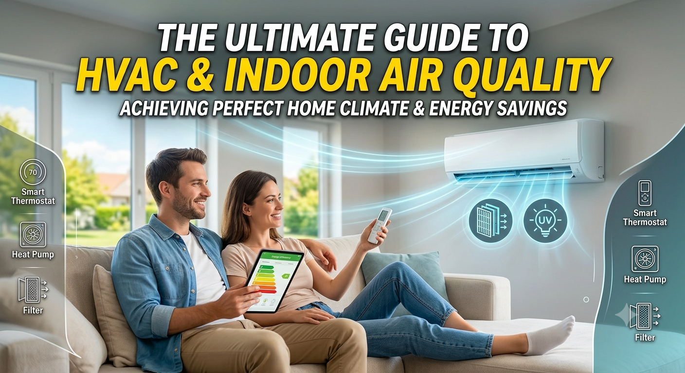 Couple relaxing on sofa enjoying cool indoor climate from a modern wall-mounted air conditioner