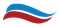 Blue and red wavy lines logo.