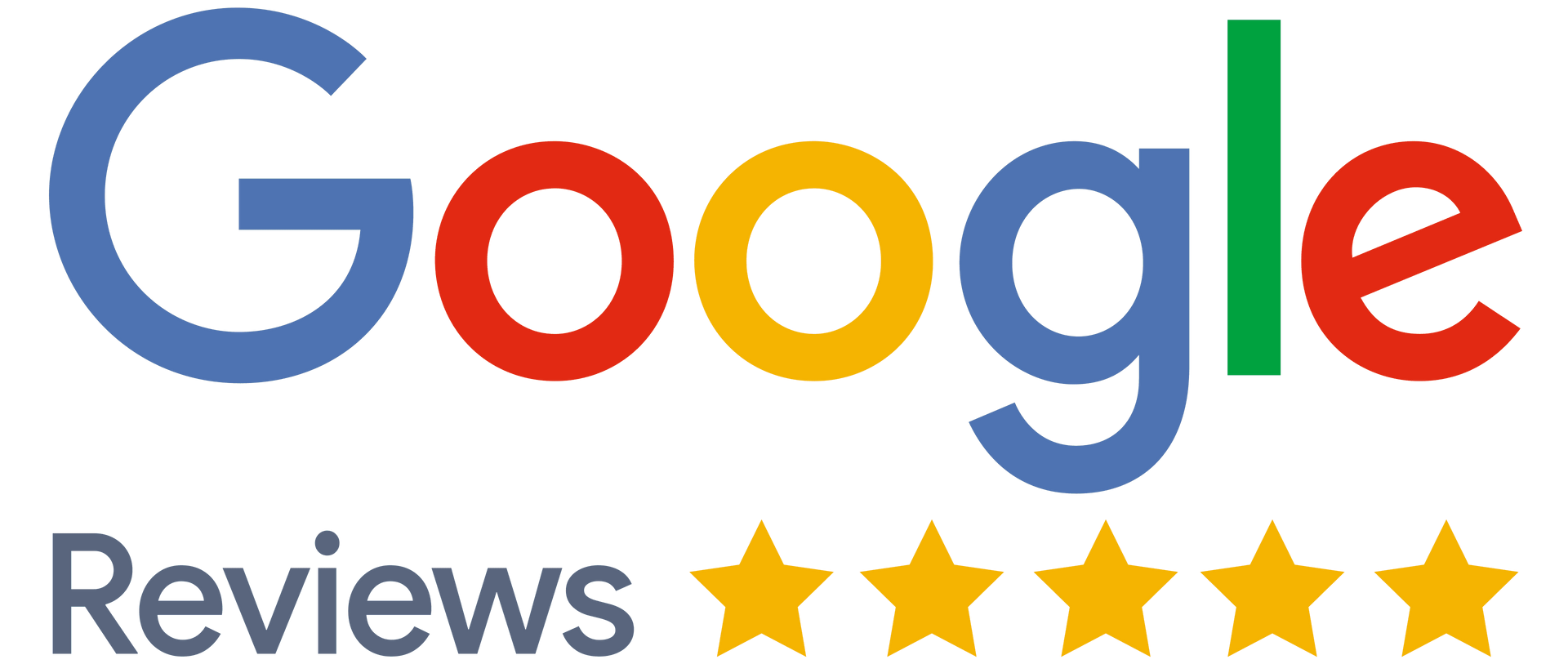 Google Reviews logo with five gold stars.