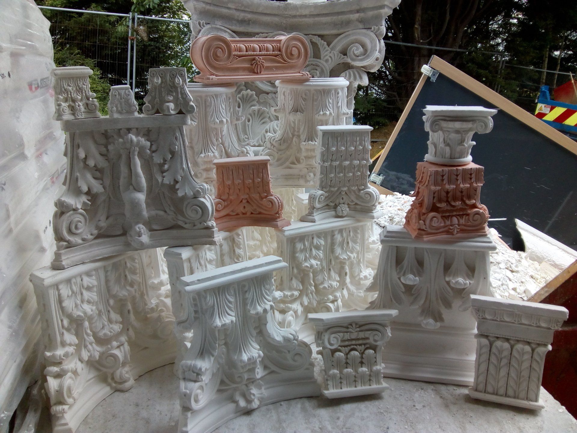 Columns and statues
